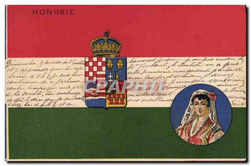 Old Postcard Flag Woman Hungary Hungary