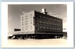 Uvalde Texas TX Postcard RPPC Photo Kincaid Hotel Building Street View Cars