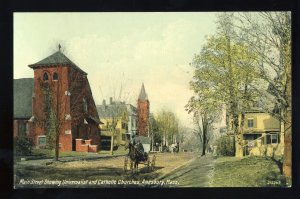 Amesbury, Massachusetts/MA/Mass Postcard, Main Street Showing Churches