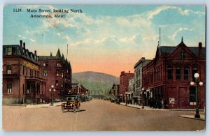 Anaconda Montana Postcard Main Street Looking North Classic Cars Buildings 1910