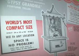 Genco Gypsy Grandma Arcade FLYER 1957 Original NOS Fortune Teller Horoscope Game