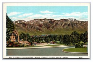 Wasatch Mountains From Capitol Salt Lake City Utah UT UNP Linen Postcard Z1
