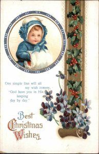 Christmas Cute Little Girl Muff & Hat Ellen Clapsaddle Postcard c1910