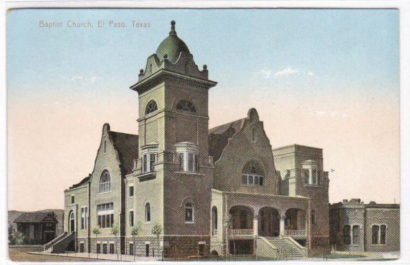 Baptist Church El Paso Texas 1910c postcard