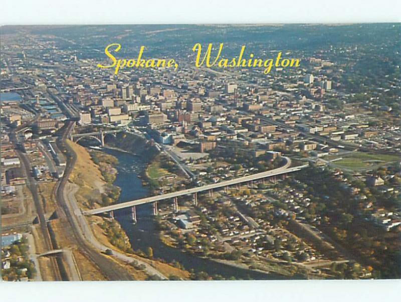 Unused Pre-1980 AERIAL VIEW OF TOWN Spokane Washington WA n2328