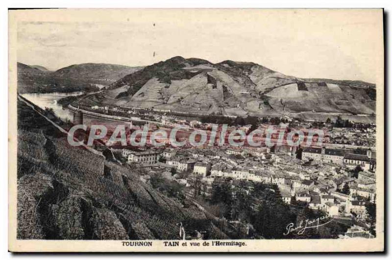 Postcard Old Tournon Tain and to the Hermitage