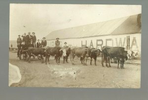 Palacios TEXAS RPPC '12 TEAMSTER WAGON Cow Cart MAIN STREET nr Victoria Bay City 