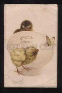 3056640 RUSSIA EASTER Chicken & BUTTERFLY old RPPC 1913 year