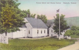 Vermont Plymouth Present School and Cheese Factory Handcolored Albertype