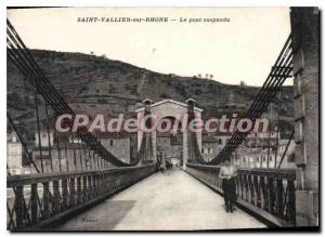 Postcard Old St Vallier Sur Rhone The Suspension Bridge