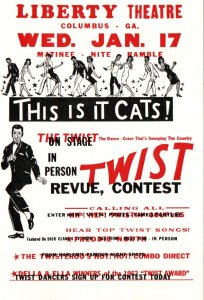 This is It Cats! Hatch Show Print Columbus GA. 1962 Twist Contest, 1985 Postcard