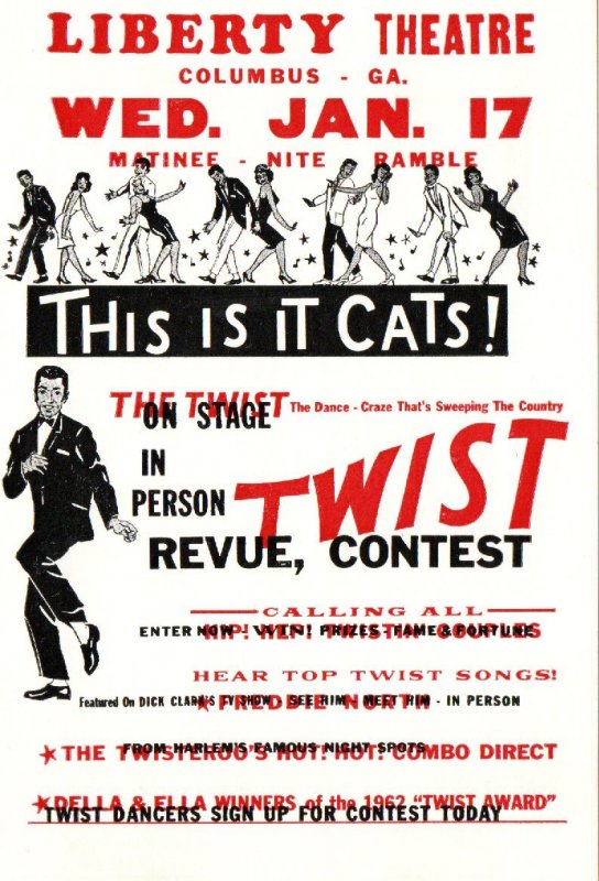 This is It Cats! Hatch Show Print Columbus GA. 1962 Twist Contest, 1985 Postcard