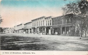 J27/ Kilbourn Wisconsin Postcard c1910 Broadway Stores Street People 170