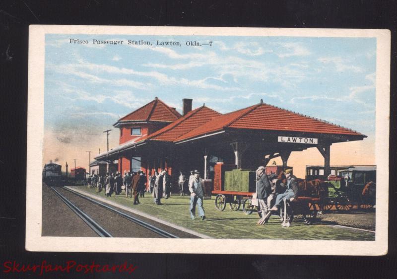 LAWTON OKLAHOMA FRISCO RAILROAD DEPOT TRAIN STATION VINTAGE POSTCARD OKLA.