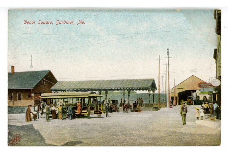 ME - Gardiner. Depot Square, Railroad Station