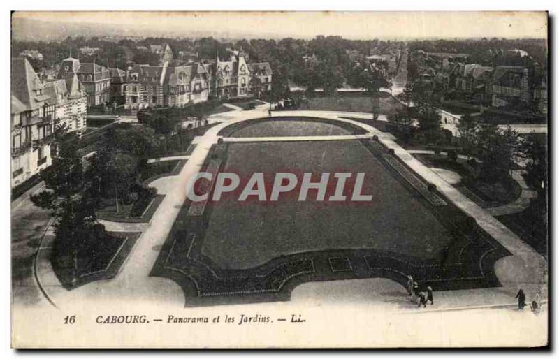 Old Postcard Panorama Cabourg and Gardens