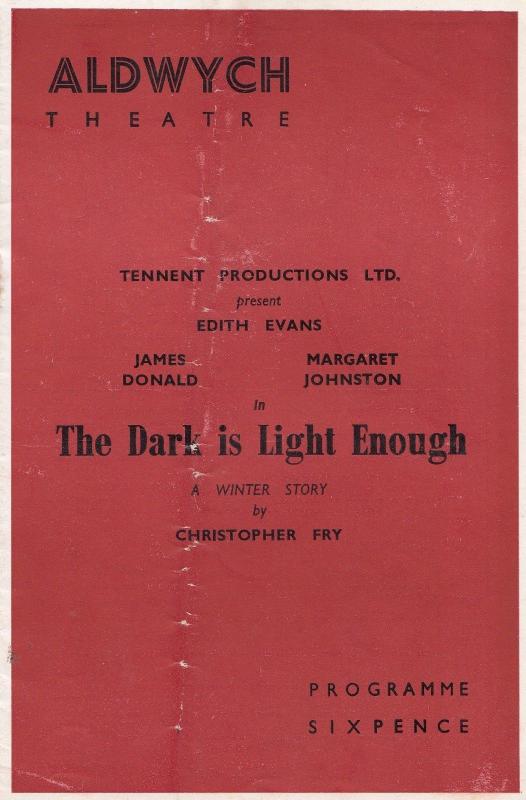 The Dark Is Light Enough Dame Edith Evans London Theatre Programme