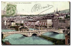 Old Postcard Geneva and bridge Coulouvreniere