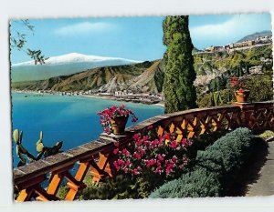 Postcard Terrace over the sea Taormina Italy