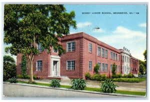 1947 Sidney Lanier School Exterior Building Brunswick Georgia Vintage Postcard