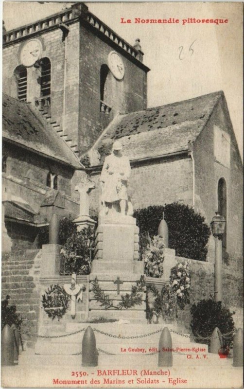 CPA BARFLEUR - Monument des Marins et Soldats - Église (149191)