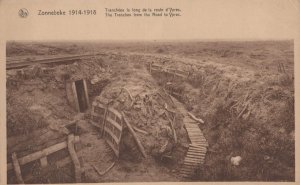 ZONNEBEKE TRENCHES YPRES BELGIUM WW1 MILITARY POSTCARD (c. 1917)