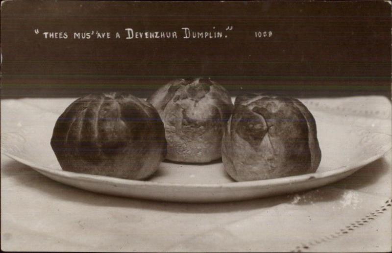 English Food Devenzhur Dumplings Devonshire c1910 Real Photo Postcard