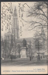 Belgium Postcard - Anvers - Place Verte, Statue De Rubens, La Cathedrale  RS5491