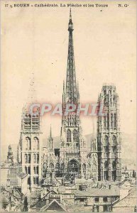 Old Postcard Rouen Cathedral La Fleche and Tours