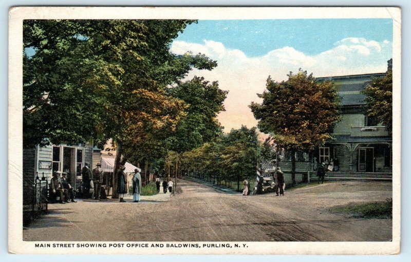 PURLING, New York NY ~ MAIN STREET Post Office & Baldwins ca 1920s Postcard