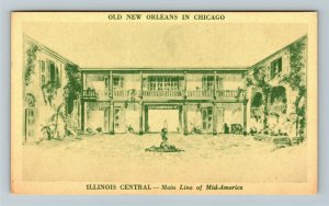 Chicago IL- Illinois, Old New Orleans, Outside View Area, Vintage Postcard