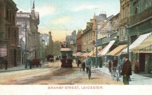 Vintage Postcard 1908 Granby St. City Center Gallowtree Gate Leicester England