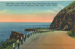 Silver Creek Cliff Lake Shore Drive Lake Superior Gitchee Gumee Vintage Postcard