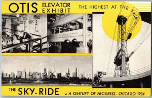 Otis Elevator Exhibit and Sky Ride 1933 Chicago Worlds Fair Postcard C04