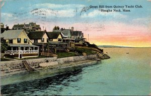 Massachusetts Ma Postcard - Quincy Yacht Club - Houghs Neck - 1915