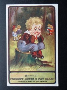 Children / Kute Kiddies NOBODY LOVES A FAT MAN! c1910 Postcard by Inter Art Co