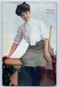 Pretty Woman Postcard Satisfied With Life c1910's Unposted Antique