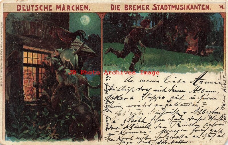 O.A. Koch, Bruning No 7088, Deutsche Marchen, Die Bremer Stadtmusikanten