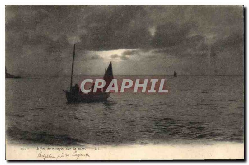 Old Postcard Sea Boat Clouds Effect
