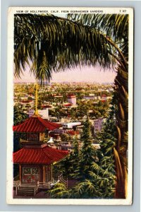 Hollywood, CA-California, Bernheimer Gardens, City, Vintage Linen c1935 Postcard