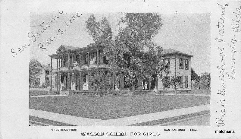 1908 SAN ANTONIO TEXAS Wasson School for Girls postcard 11861