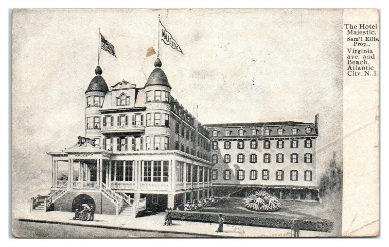 1907 Hotel Majestic, Atlantic City, NJ Postcard *6J27