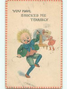 Pre-Linen comic SHOCKED ME TERRIBLY - GIRL GIVES BOY AND ELECTRIC SHOCK J3179