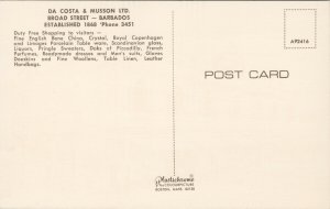 Barbados Da Costa & Musson Broad Street Unused Model Postcard F52