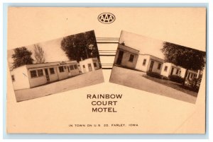 c1940s Rainbow Court Motel, In Town on US 20 Farley Iowa IA Postcard