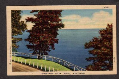 WI Greetings from CRIVITZ WISCONSIN Postcard Linen PC