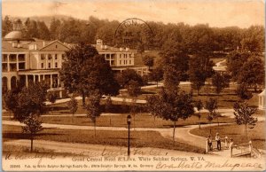 Postcard WV White Sulphur Springs - Grand Central Hotel & Lawn