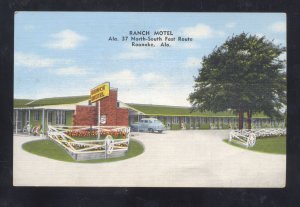 ROANOKE ALABAMA RANCH MOTEL VINTAGE LINEN ADVERTISING POSTCARD