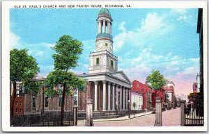 Old Saint Paul's Church and New Parish House Richmond Virginia VA Postcard