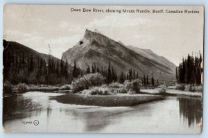 c1913 Banff Alberta AB Canada Postcard Down Bow River Mount Rundle Exterior View